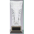Lead Crystal Vase Award w/ Irregular Rim & Rosewood Base (14 1/2")